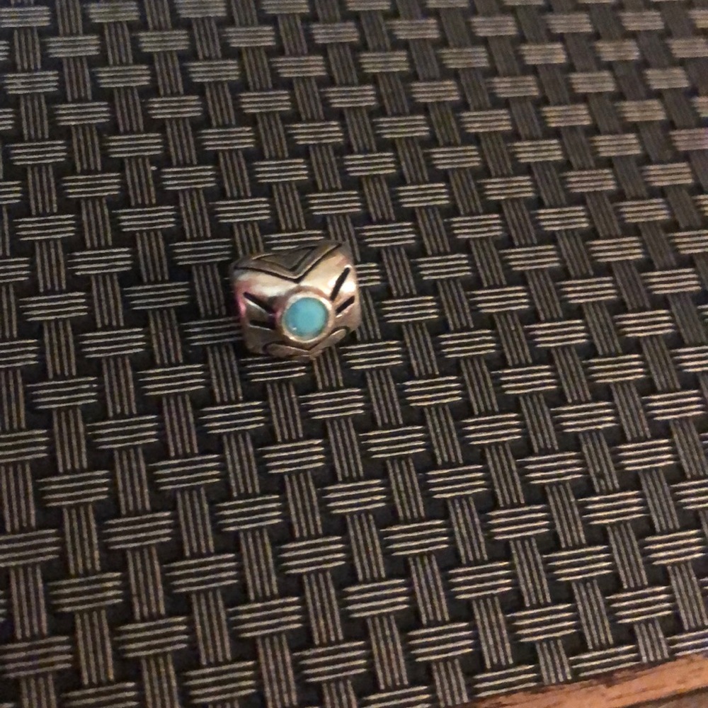 Sterling silver heart and blue stone pandora charm